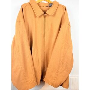 Boston Outfitters Mens 7XL Wool Blend Full Zip Jacket Camel Tan Buffalo Plaid